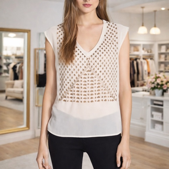 Search for Sanity Tops - SEARCH FOR SANITY EMBELLISHED V-NECK TOP